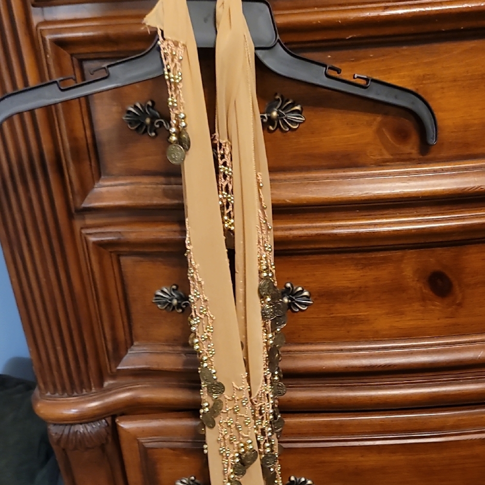 Elegant Gold Beaded Scarf
